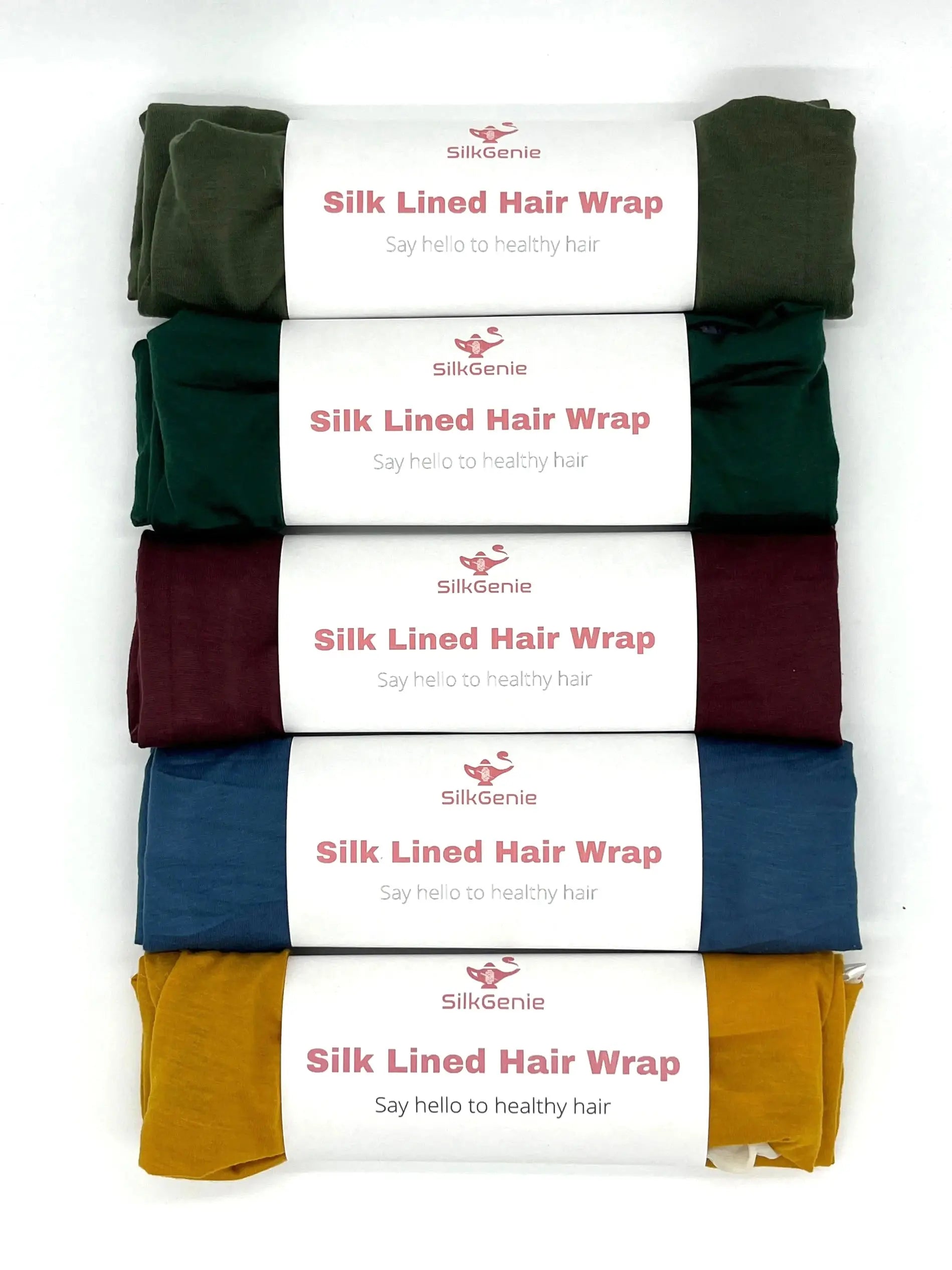 Black, white and green silk lined bamboo hair wrap SilkGenie