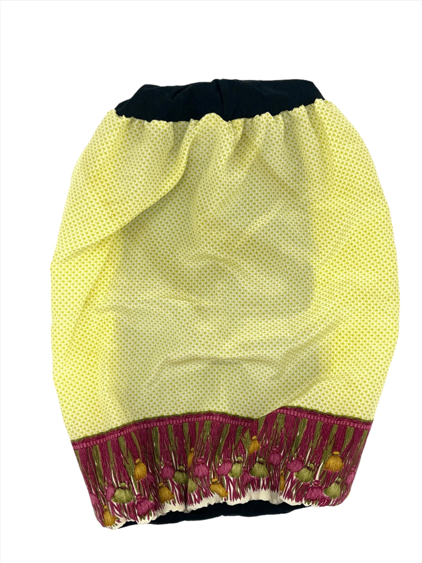 Black, yellow and pink silk lined bamboo hair wrap SilkGenie