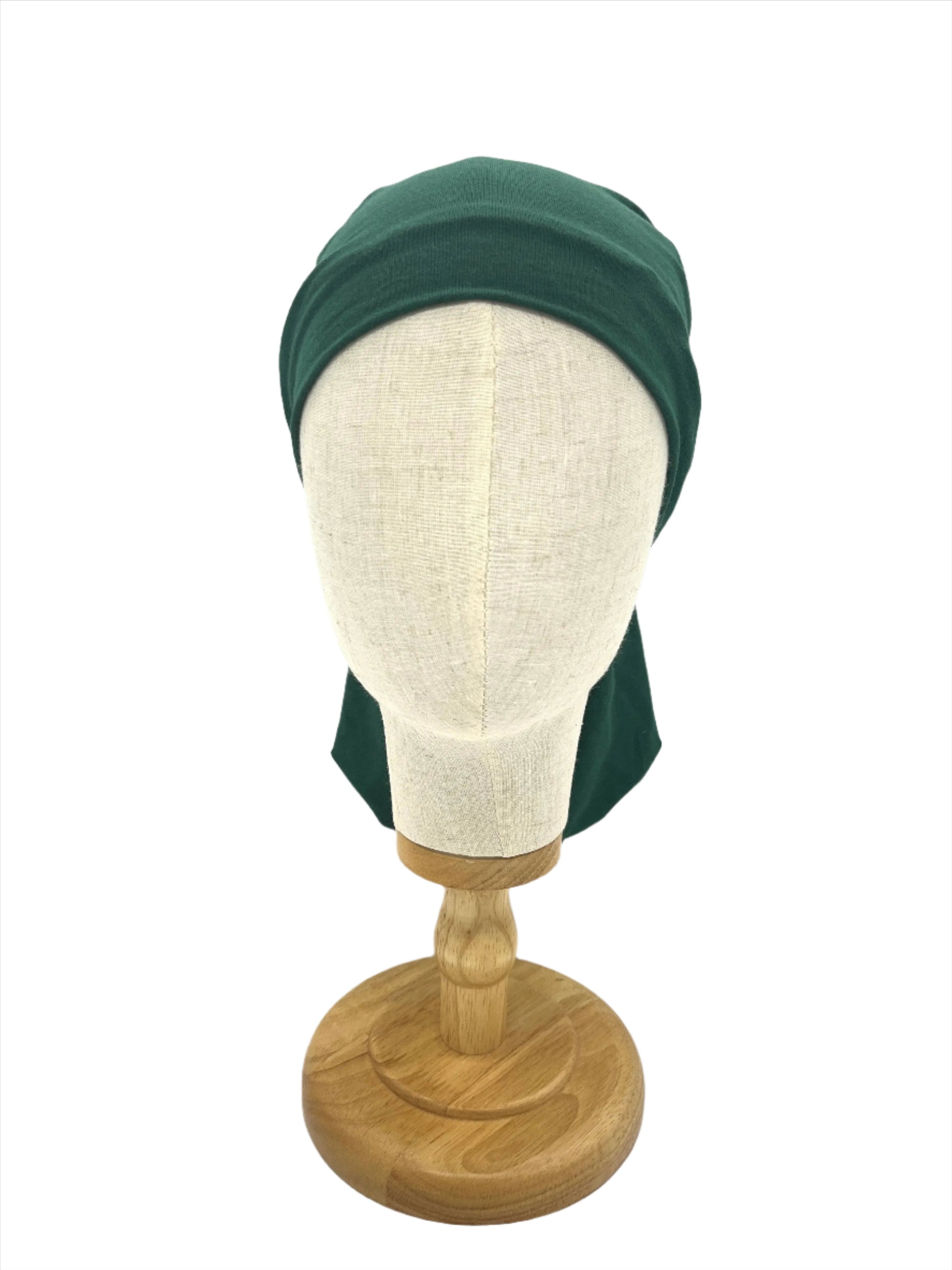 Bottle green and beige silk lined bamboo hair wrap SilkGenie