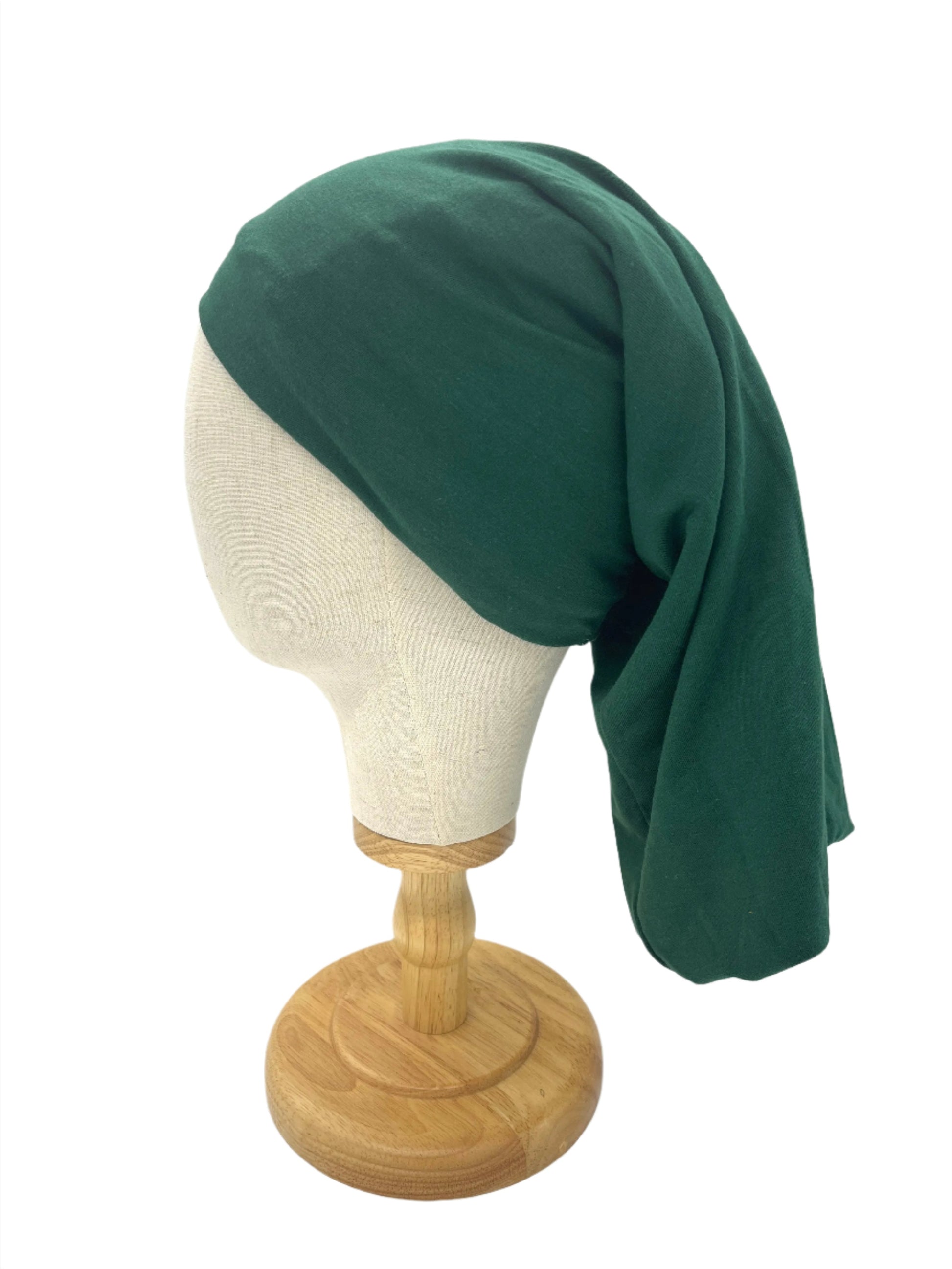 Bottle green and blue silk lined bamboo hair wrap SilkGenie