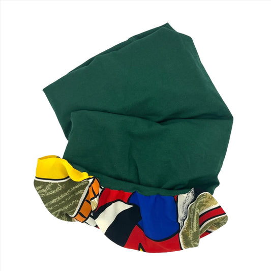 Bottle green and multicoloured silk lined bamboo hair wrap SilkGenie