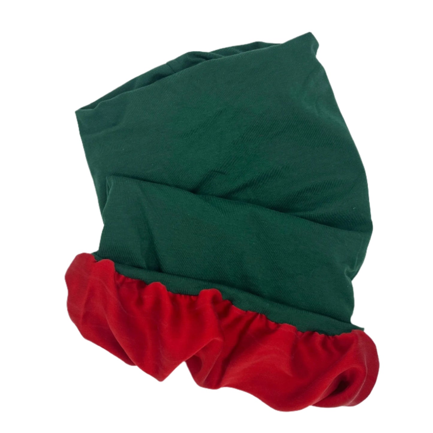 Bottle green and red silk lined bamboo hair wrap SilkGenie