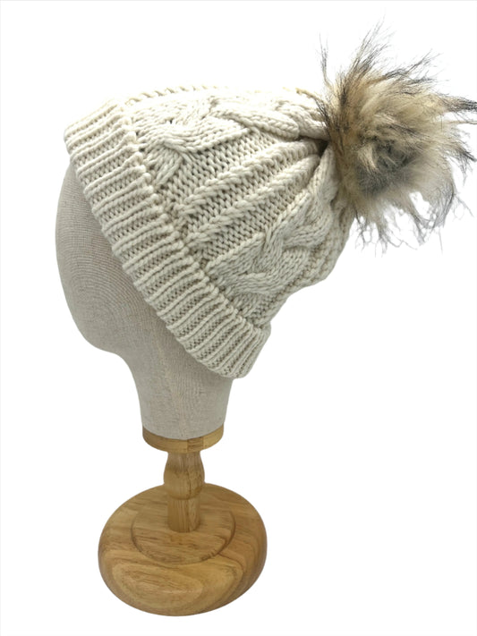 Cream silk lined woolly hat, beanie (upcycled silk) SilkGenie