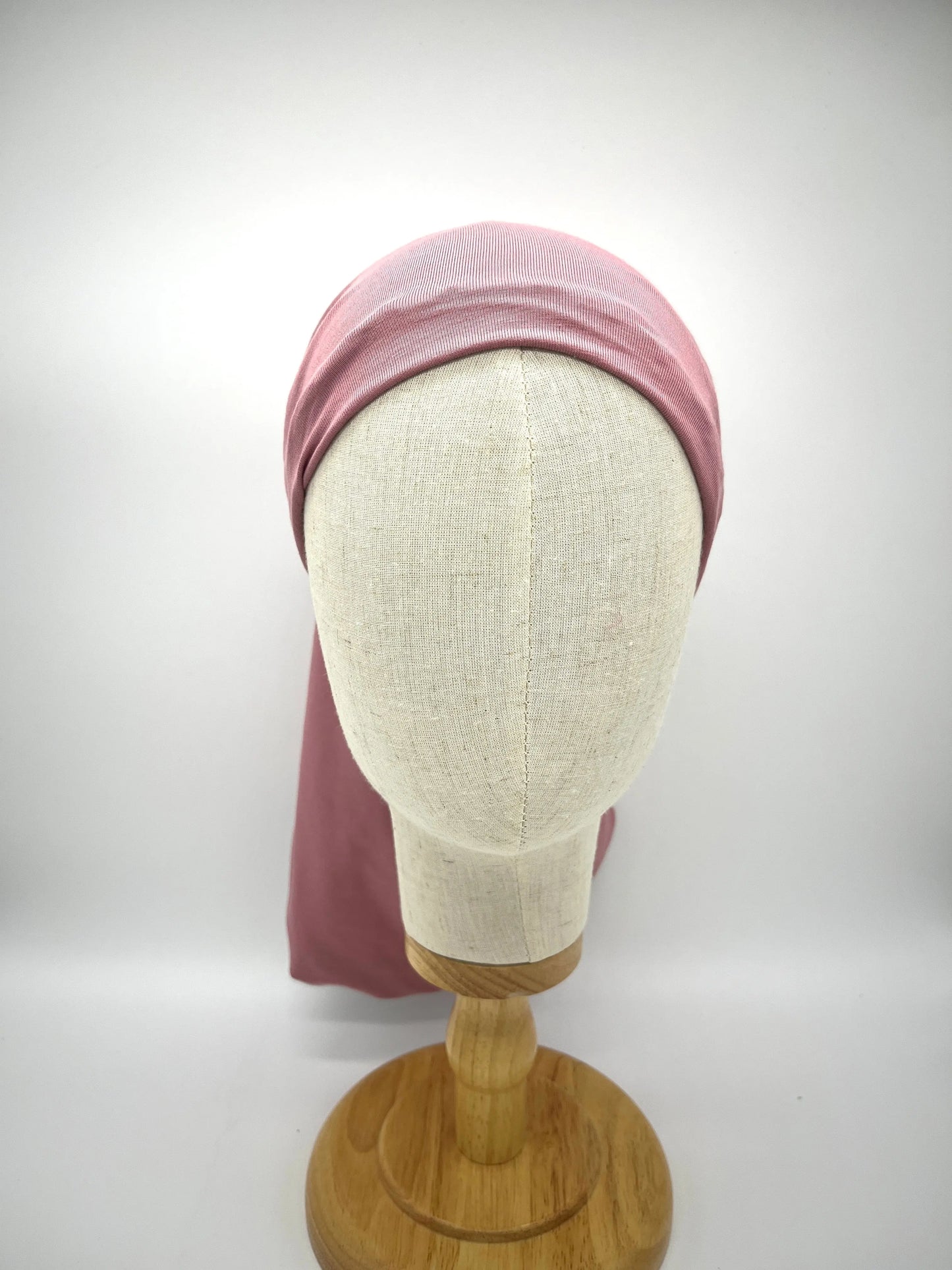 Dusky pink and blue silk lined bamboo hair wrap SilkGenie