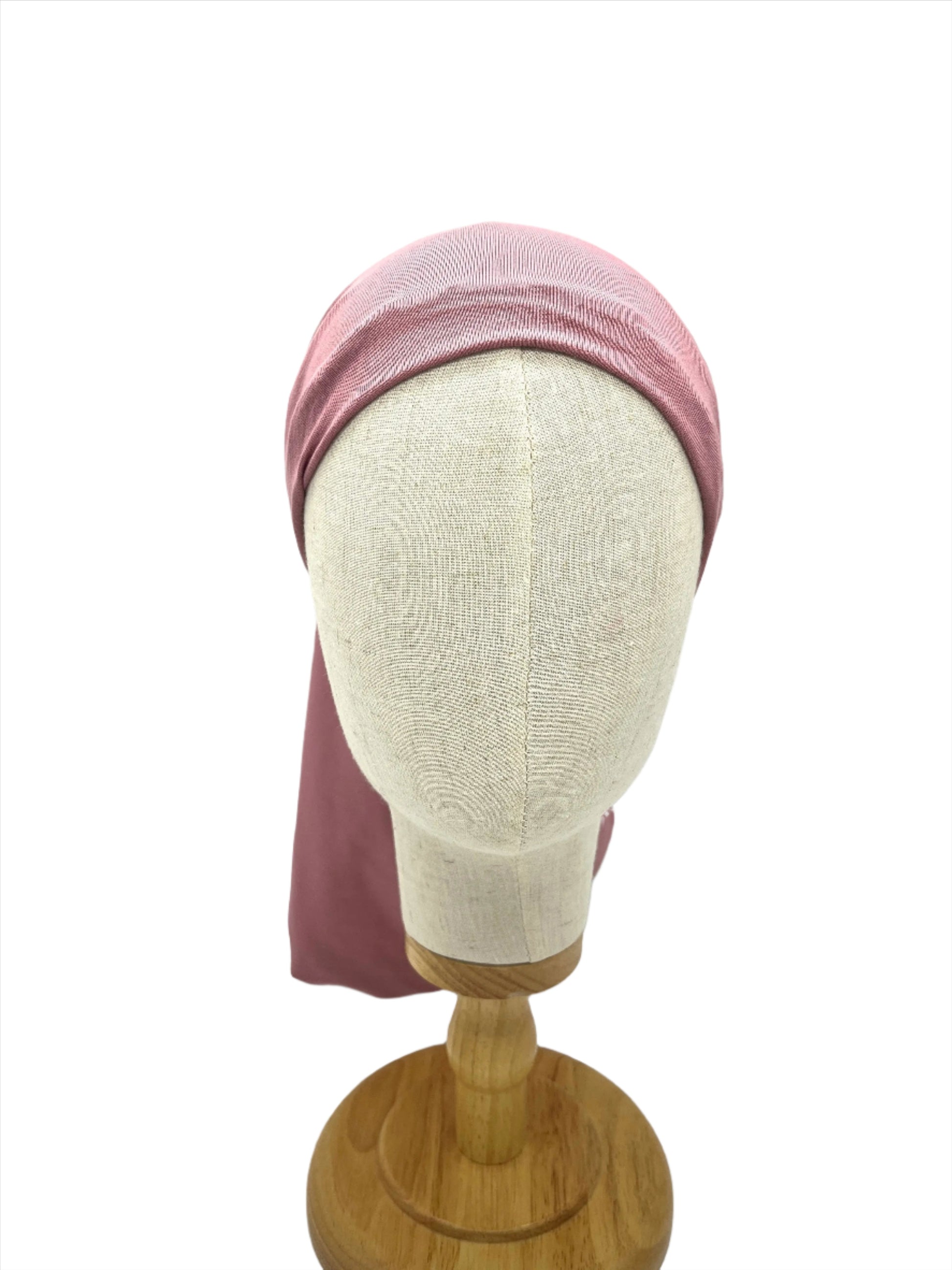 Dusky pink and multicoloured silk lined bamboo hair wrap SilkGenie