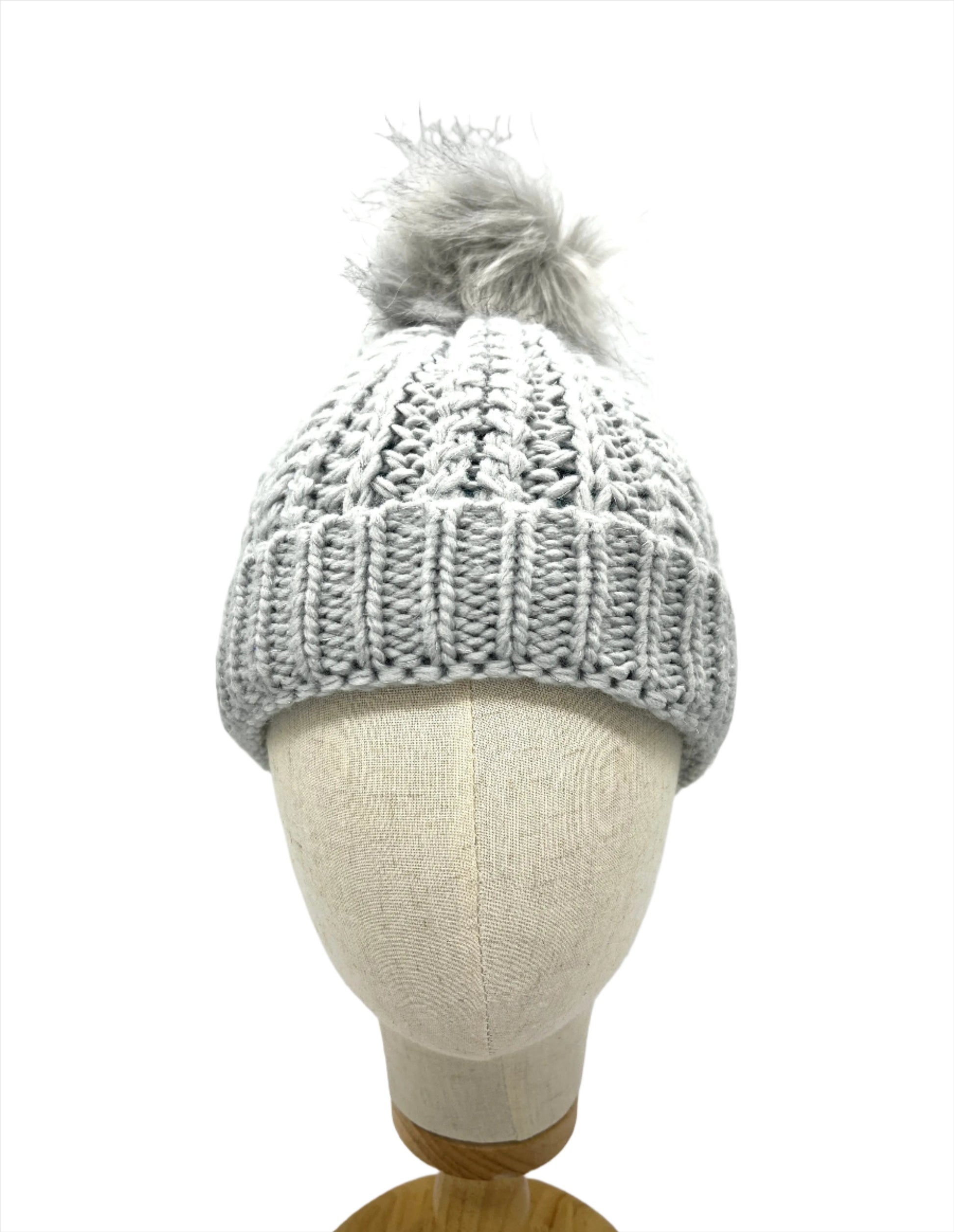 Grey silk lined woolly hat, beanie (upcycled silk) SilkGenie