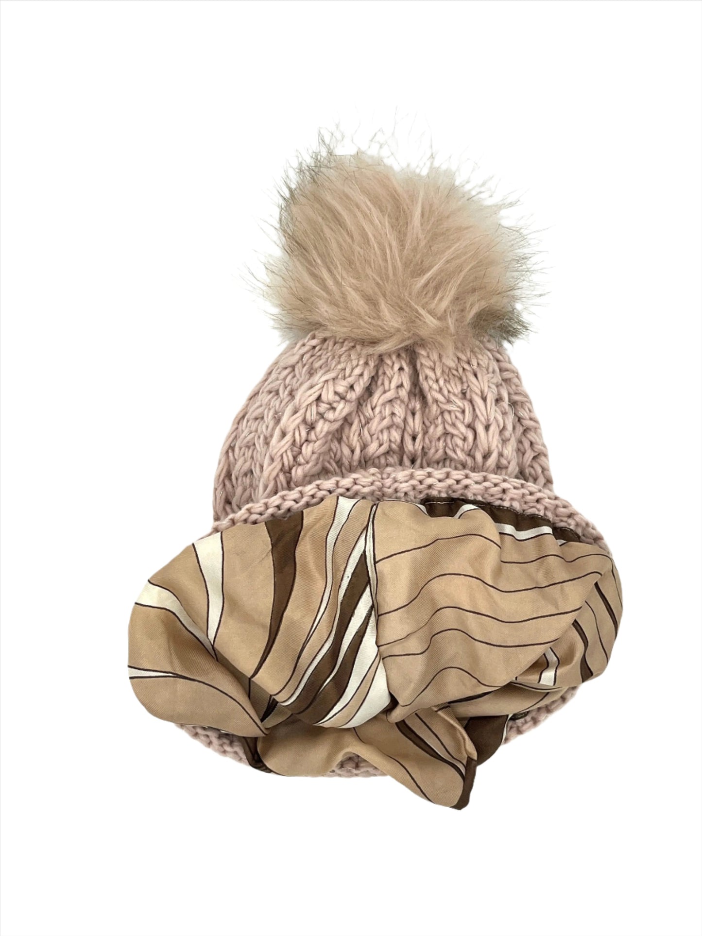 Pink silk lined woolly hat, beanie (upcycled silk) SilkGenie