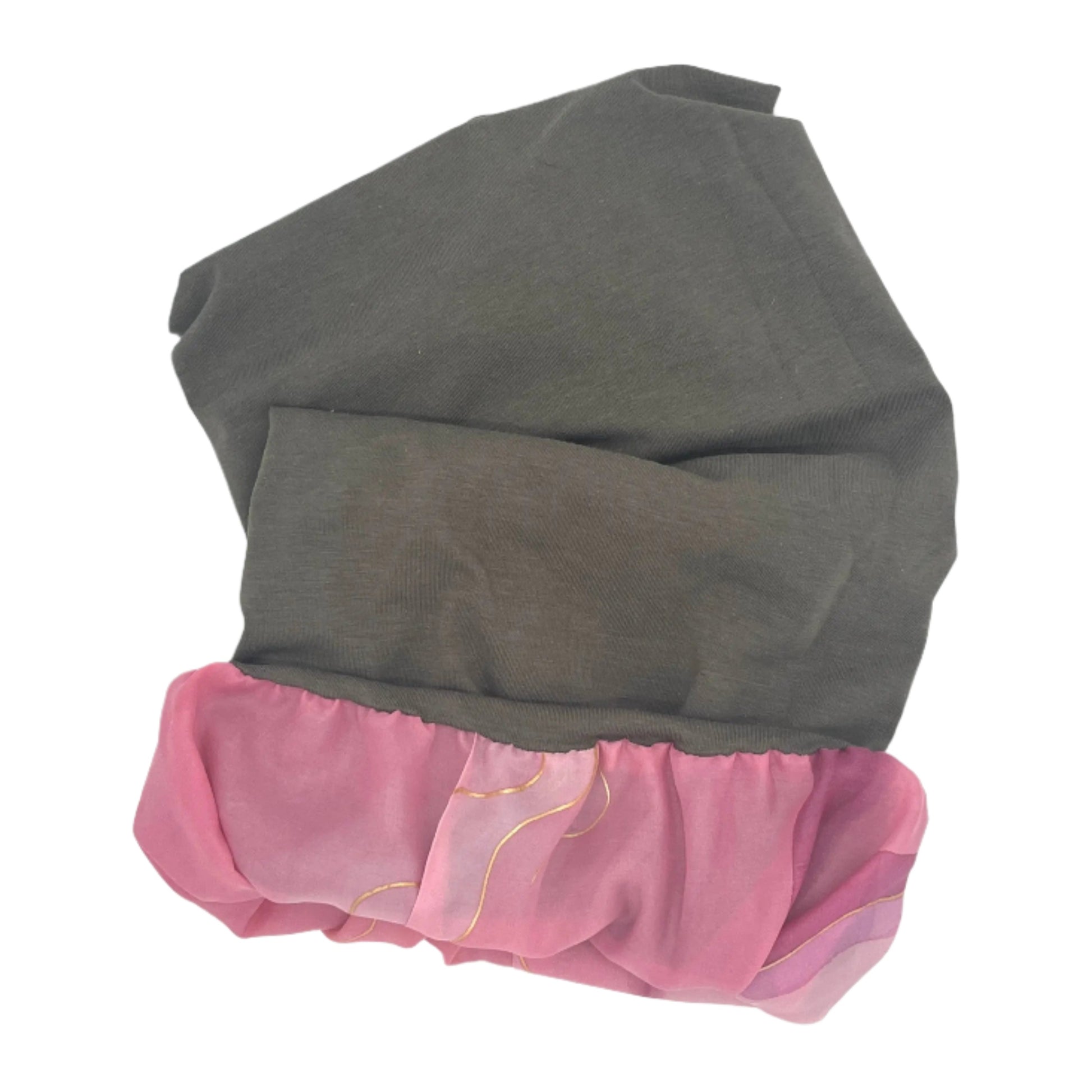 Taupe and pink silk lined bamboo hair wrap SilkGenie