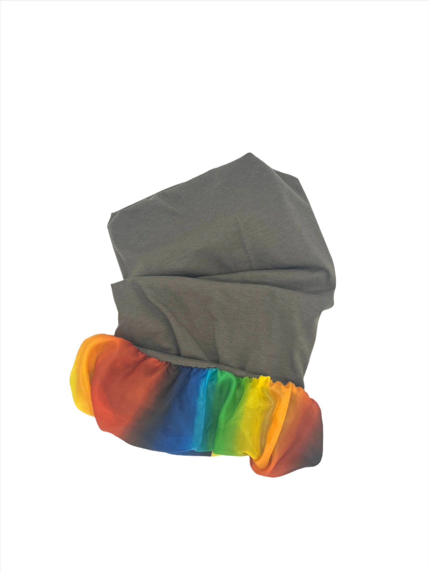 Taupe and rainbow silk lined bamboo hair wrap SilkGenie