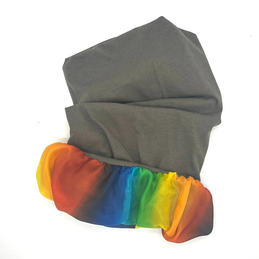 Taupe and rainbow silk lined bamboo hair wrap SilkGenie