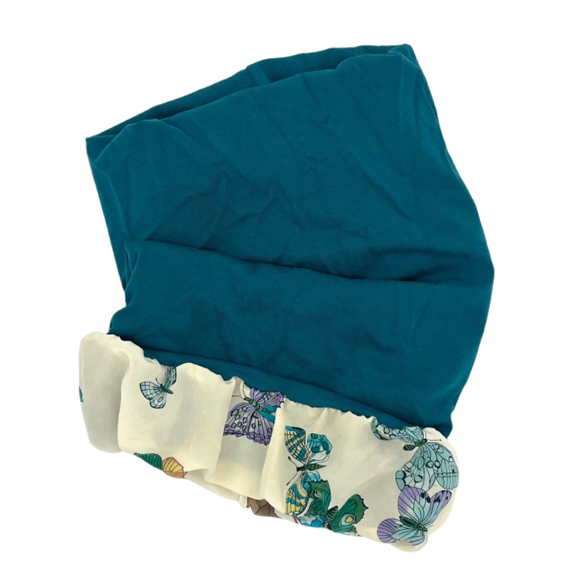 Turquoise and multicoloured silk lined bamboo hair wrap SilkGenie