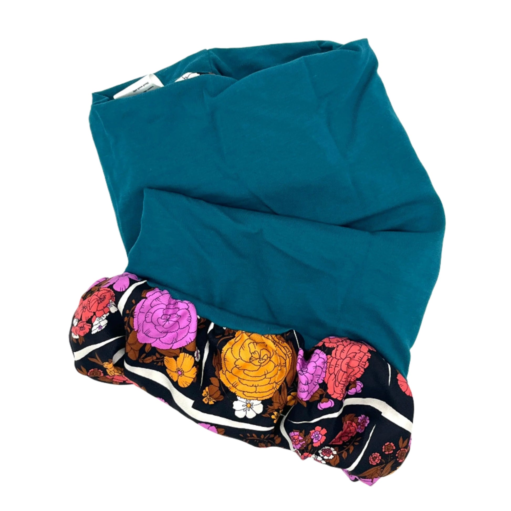 Turquoise and multicoloured silk lined bamboo hair wrap SilkGenie