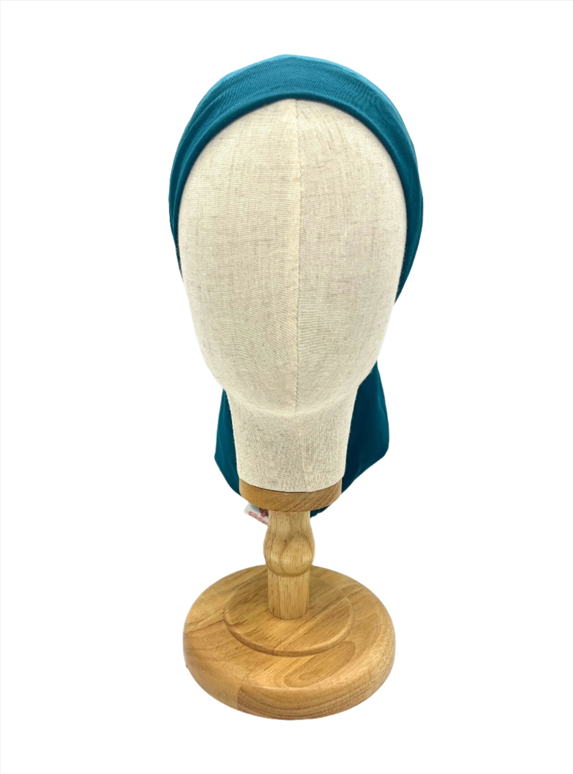 Turquoise and multicoloured silk lined bamboo hair wrap SilkGenie